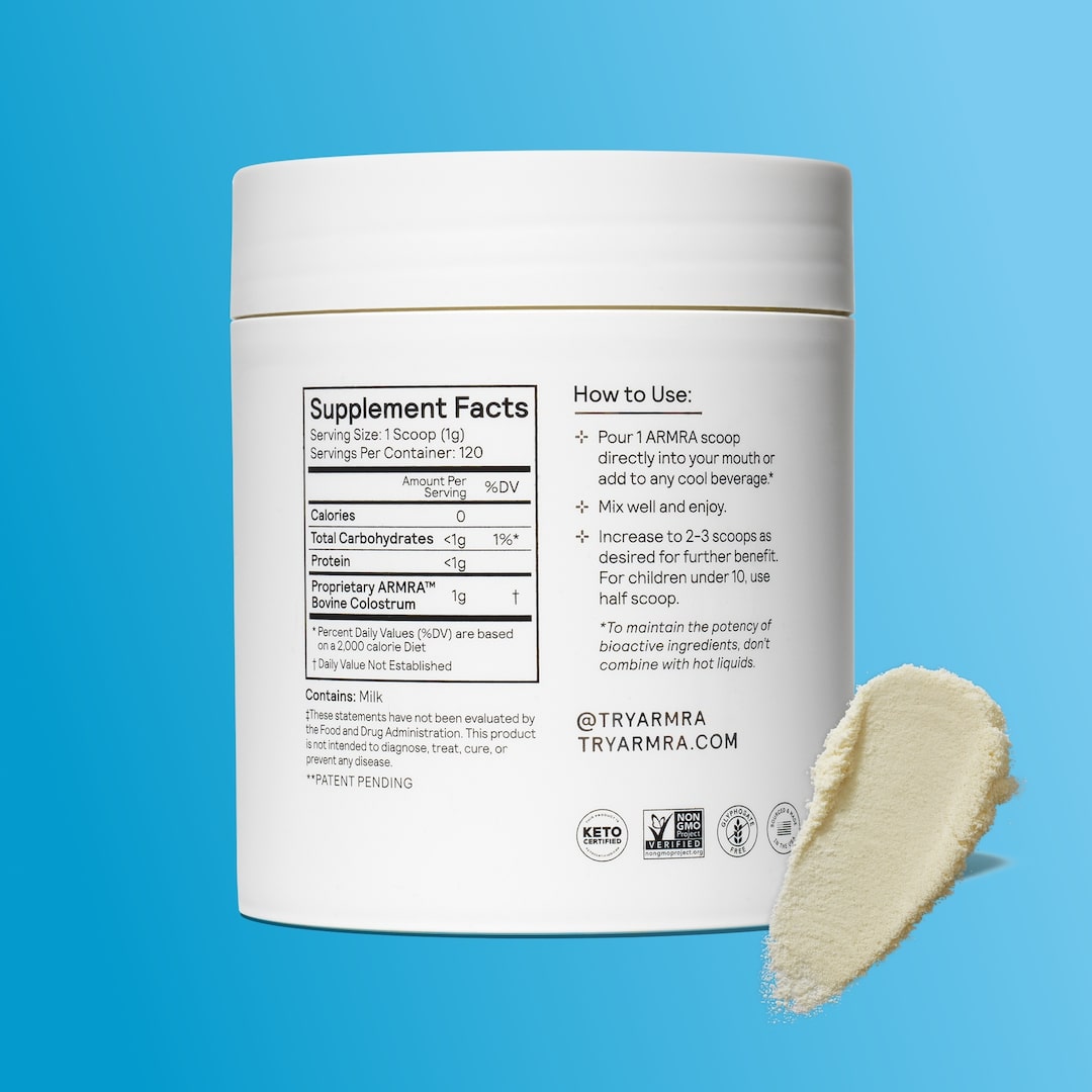 ARMRA Colostrum™ Powder | Unflavored | Gut Health & Bloating | Skin & Hair | Immunity | Keto, Gluten & Fat-Free | 30 Servings